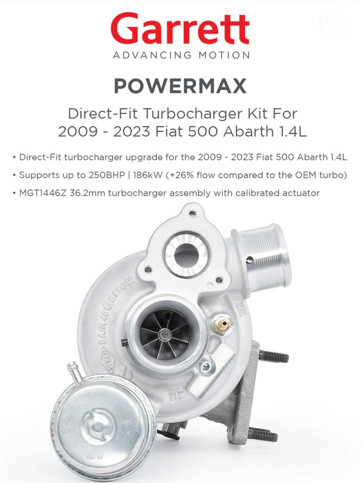 Garrett PowerMax Turbo Upgrade – Abarth 500/595/695 (Direct Fit)
